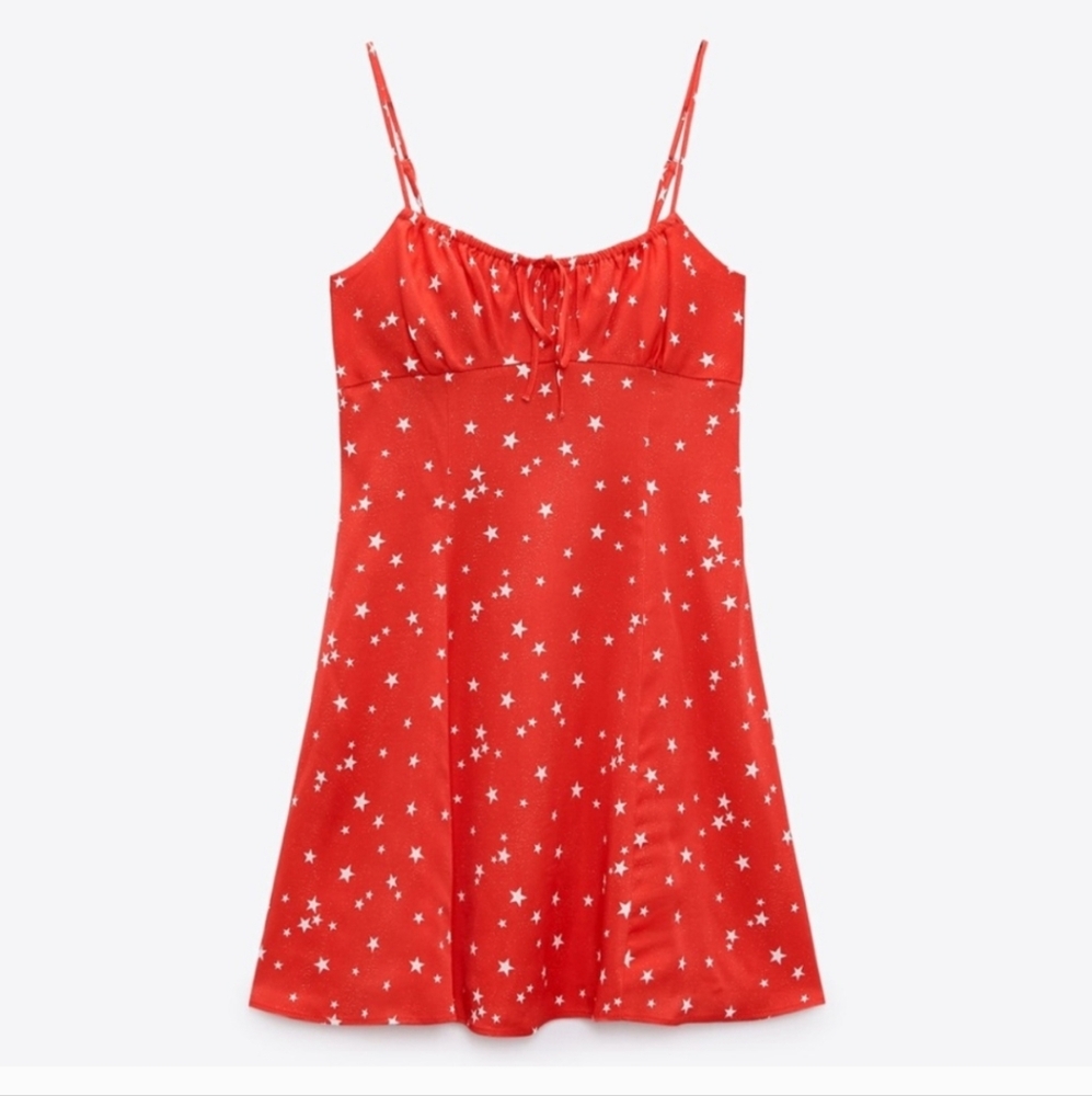 Zara Red Dress with White Star Pattern